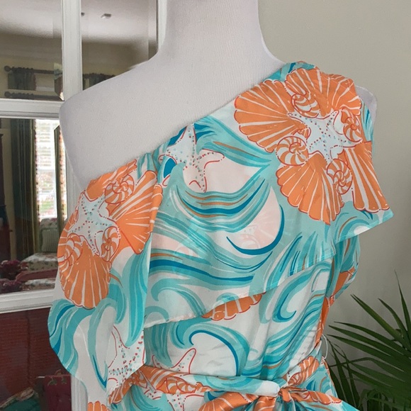 🔥SALE!🔥Lilly Pulitzer Off-Shoulder Silk Dress - Picture 2 of 6